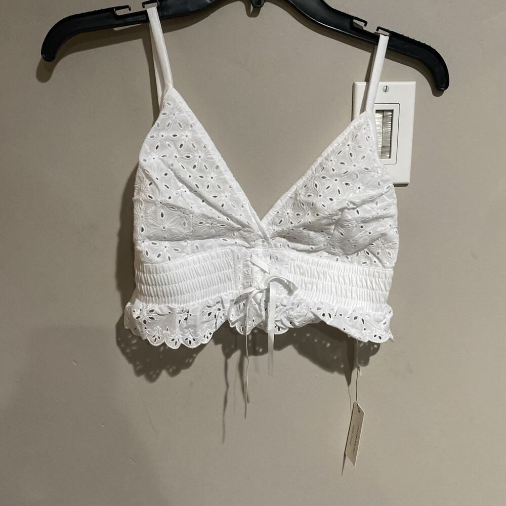 Intimissimi White Eyelet Coquette Lingerie Lounge Sheer Top Cropped Romantic Med - Picture 4 of 6